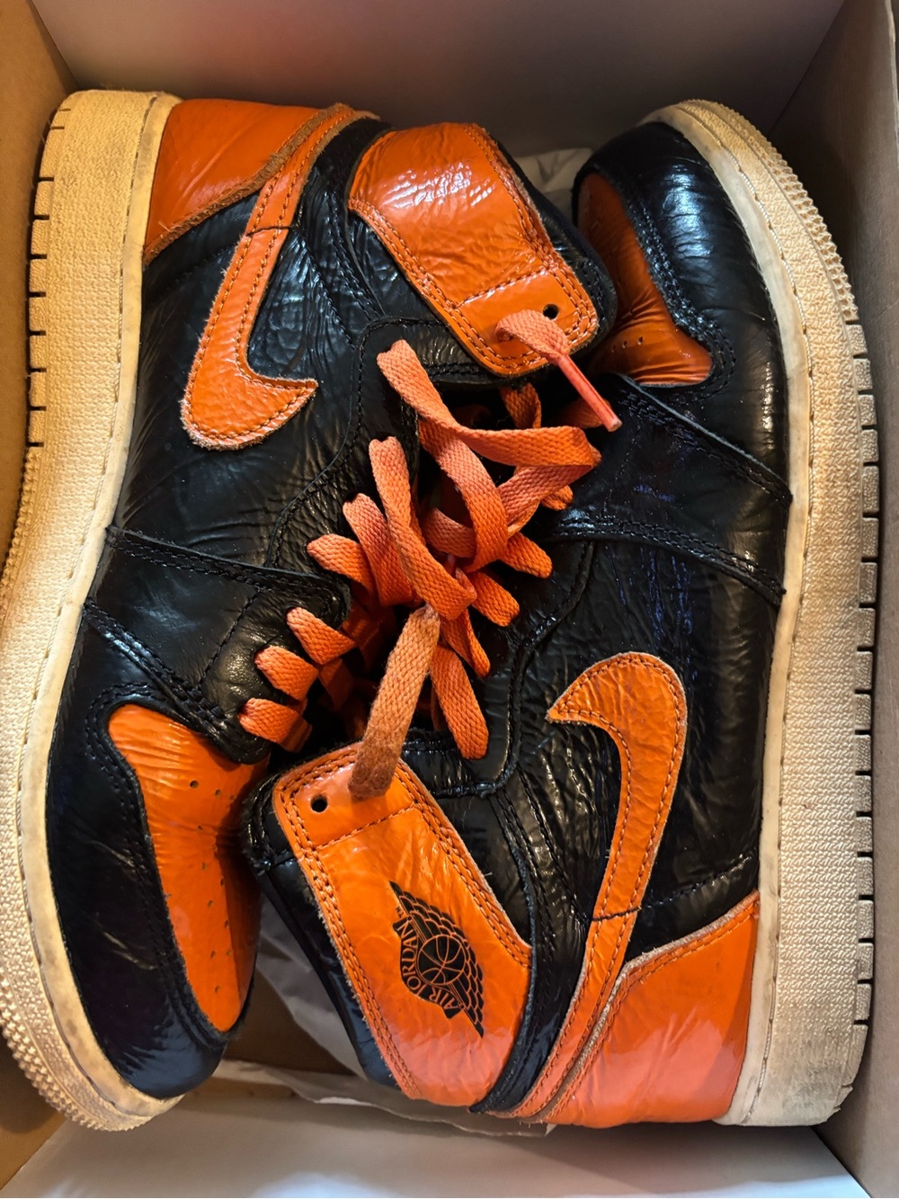 Boys High-Top Basketball Sneakers - Black & Orange